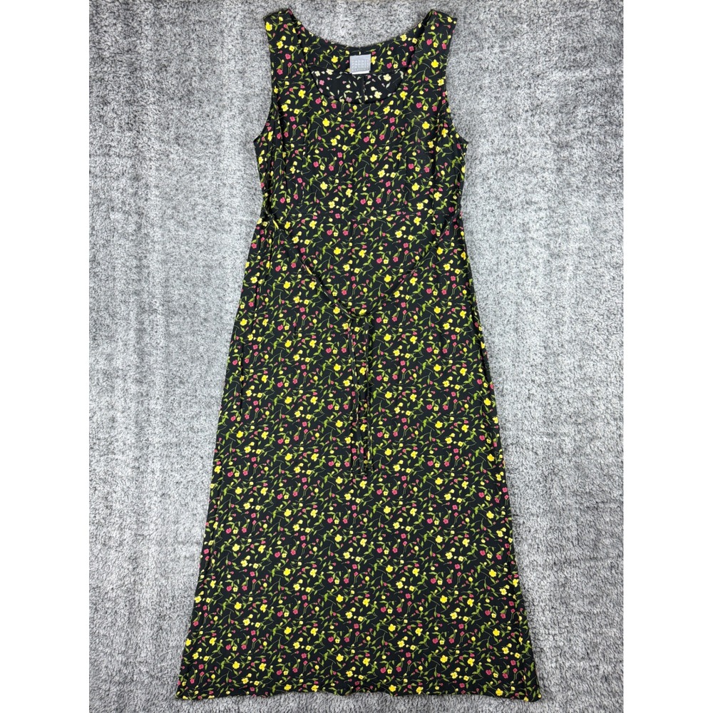 Rabbit Rabbit Designs Black Floral Rayon Sleeveless Maxi Dress 12 2073E01 Turkey